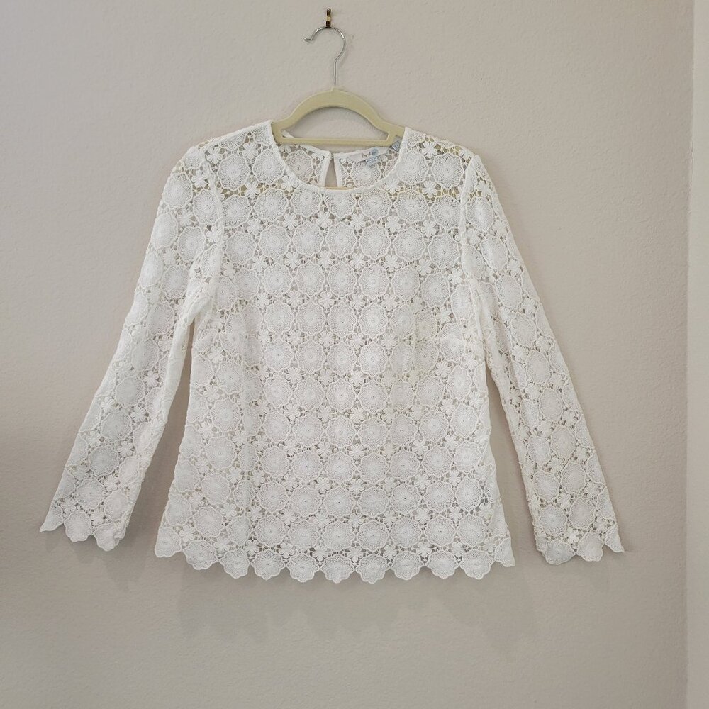 Boden Cotton Lace Long Sleeve Blouse, Size 10